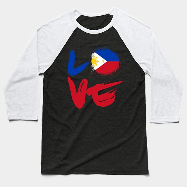 I Love Philippines Pinoy Pinay Filipino Pilipinas Pride Flag Baseball T-Shirt by Yassmina